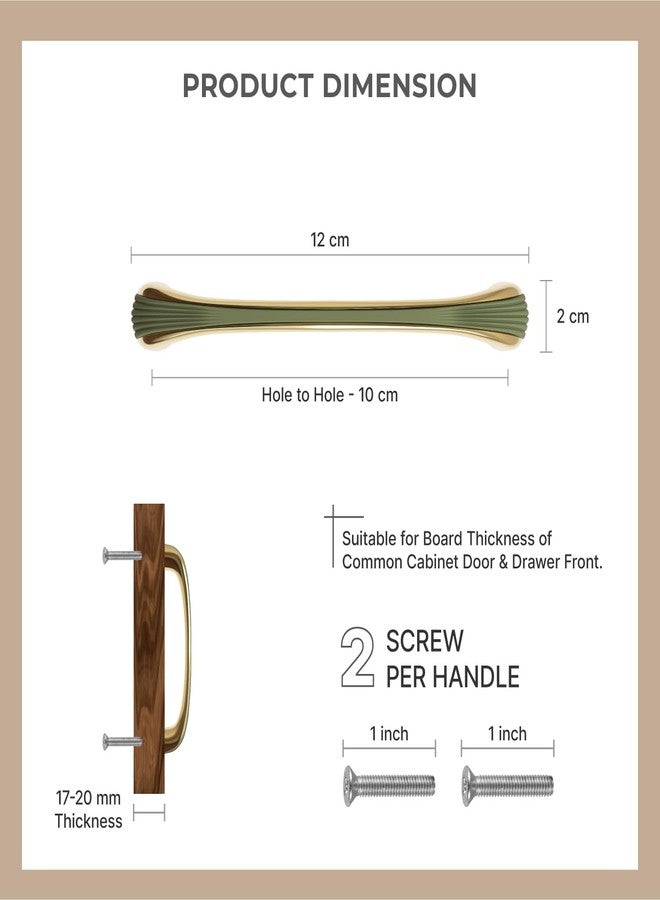 LAPO مجموعة مقابض أدراج لابو مكونة من 6 قطع للمطبخ، مقابض سحب للخزائن والأدراج، مقابض نوافذ (4 بوصة، أخضر-ذهبي، عبوة من 6 قطع) - Image 2